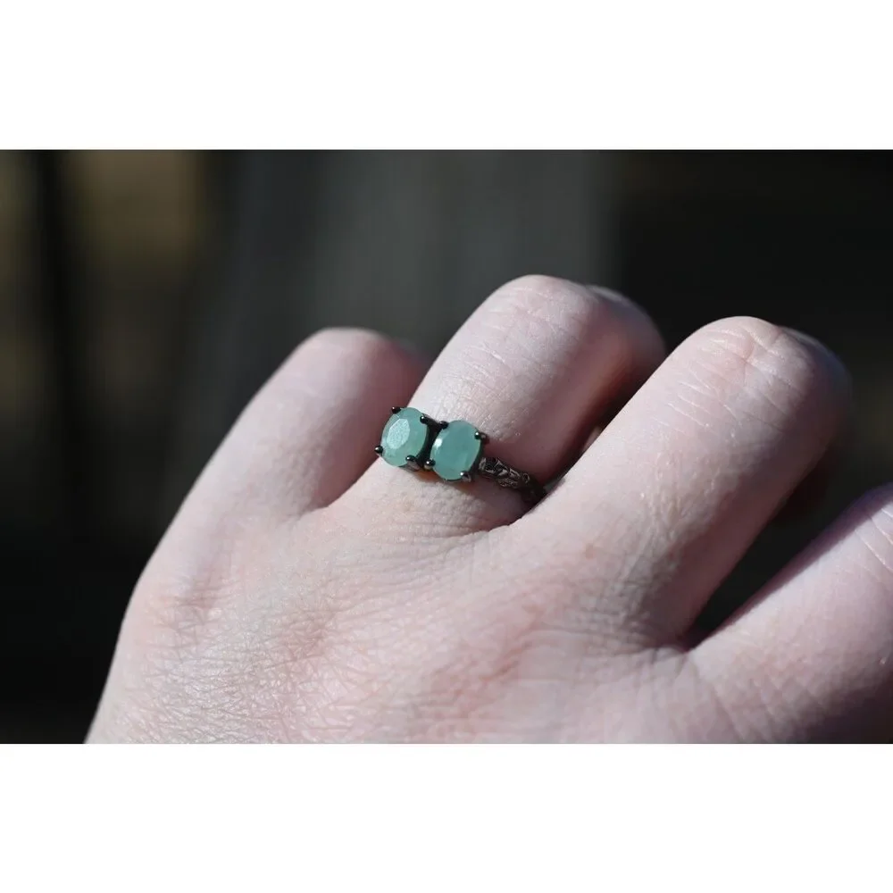 Emerald engagement ring size 7 925 sterling silver